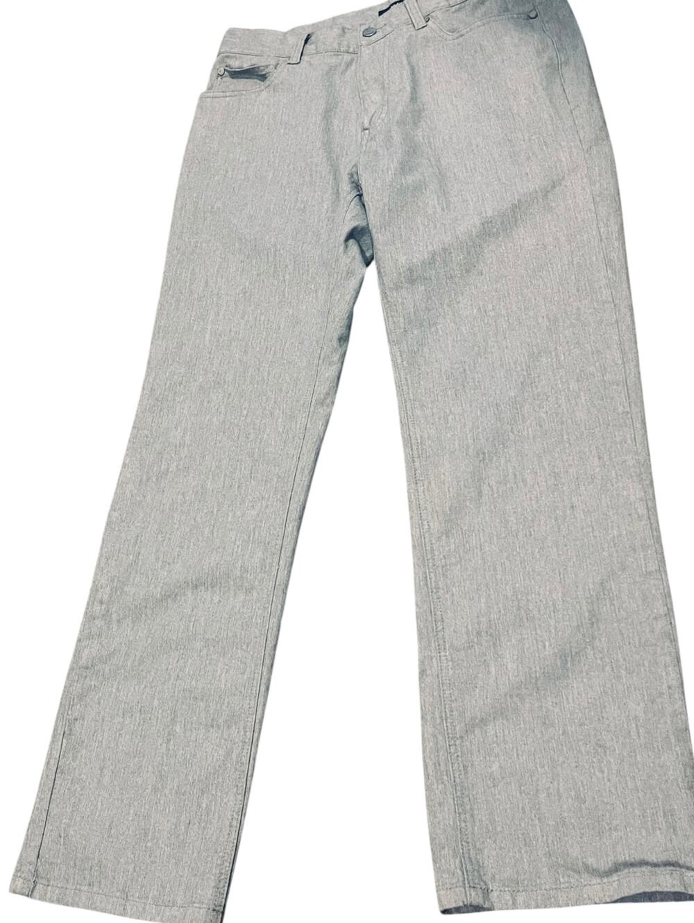 ALFANI FRONT BUTTON & ZIP JEANS, WOMENS, 32/32, LIGHT GREY, TRADITIONAL LEGS